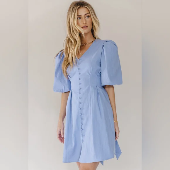 Lavender Button Up Mini Dress - Picture 1 of 5